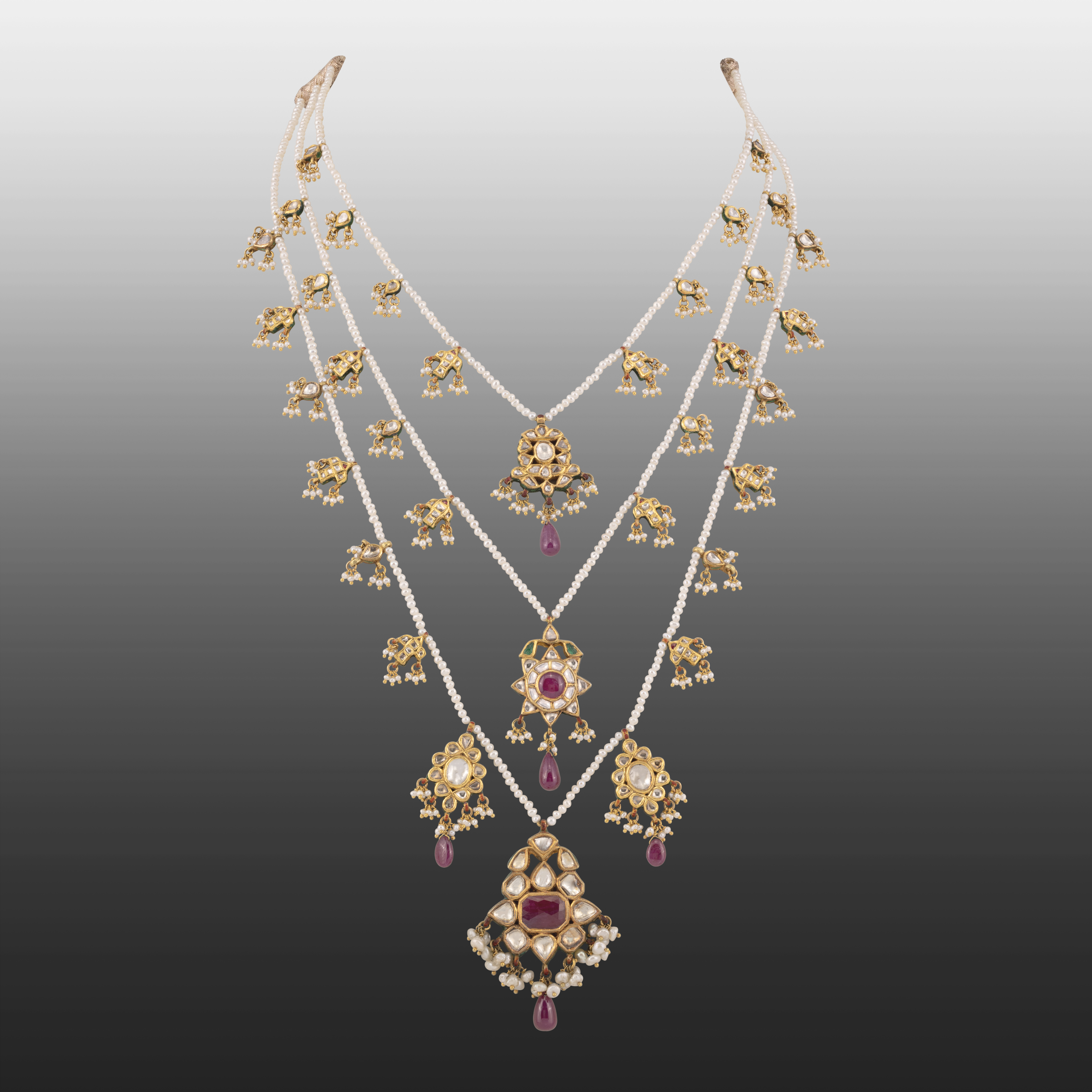 Teen Lada Necklace with Polkis, Rubies, and Pearls